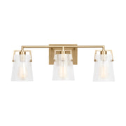 Visual Comfort DJV1033 Crofton 3-lt 24" Vanity Light - Satin Brass Clear Crackle Glass
