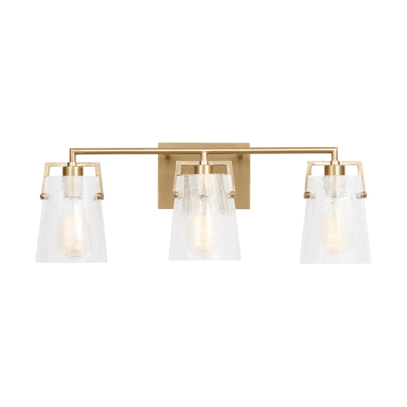 Visual Comfort DJV1033 Crofton 3-lt 24" Vanity Light - Satin Brass Clear Crackle Glass