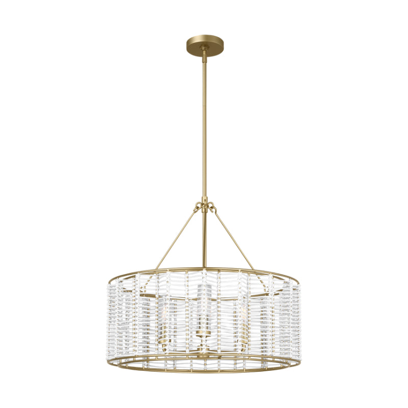 Visual Comfort TFC1163 Winslow 3-lt 24" LED Medium Hanging Shade Chandelier - Power-Coated Brass