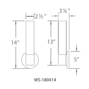 WAC WS-180414 Turbo 1-lt 14" Tall LED Vanity Light, 3000K