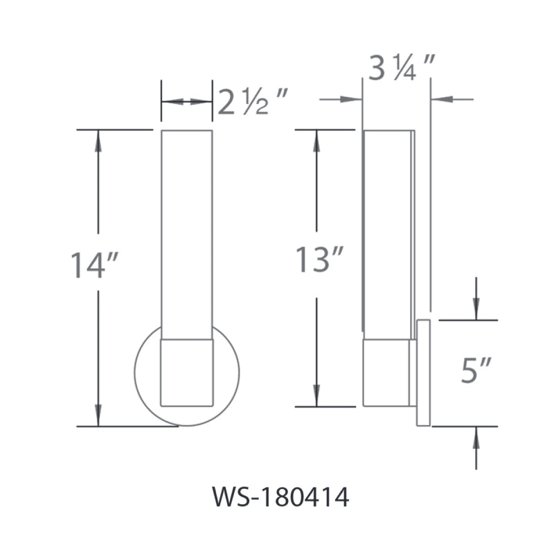 WAC WS-180414 Turbo 1-lt 14" Tall LED Vanity Light, 3000K