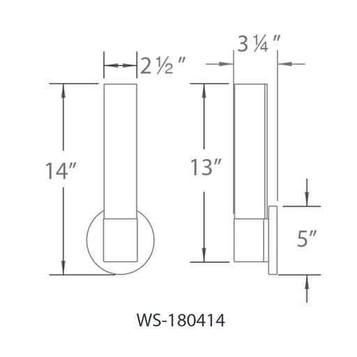 WAC WS-180414 Turbo 1-lt 14" Tall LED Vanity Light, 3000K