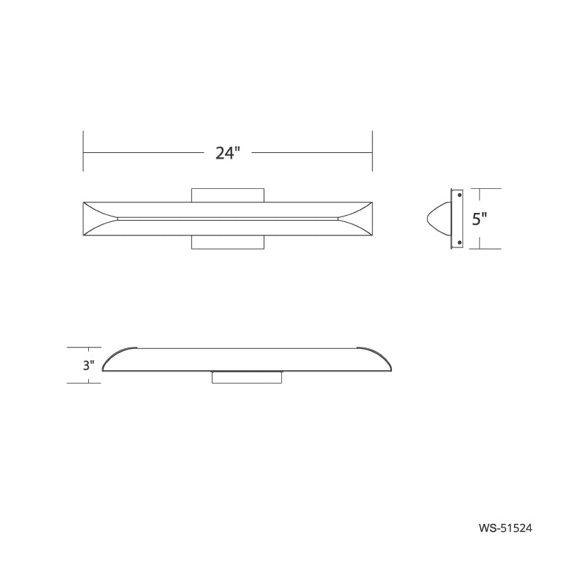 dweLED WS-51524 Straitaway 1-lt 24" LED Bath & Wall Sconce