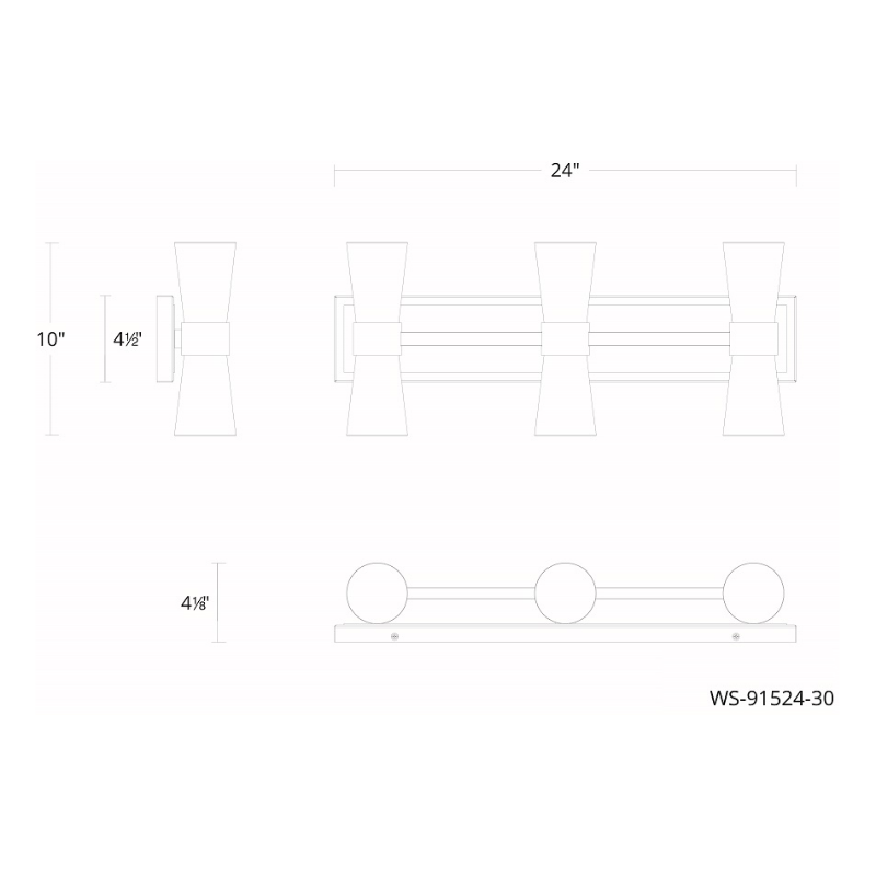 dweLED WS-91524 Hourglass 3-lt 24" LED Vanity