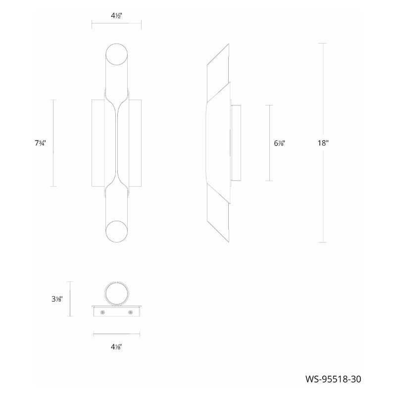 dweLED WS-95518 Wrappe 1-lt 18" Tall LED Wall Sconce