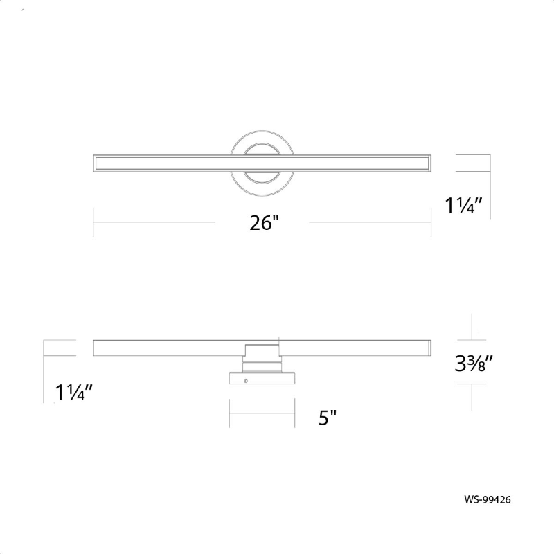 dweLED WS-99426 Bastone 1-lt 26" LED Bath Vanity