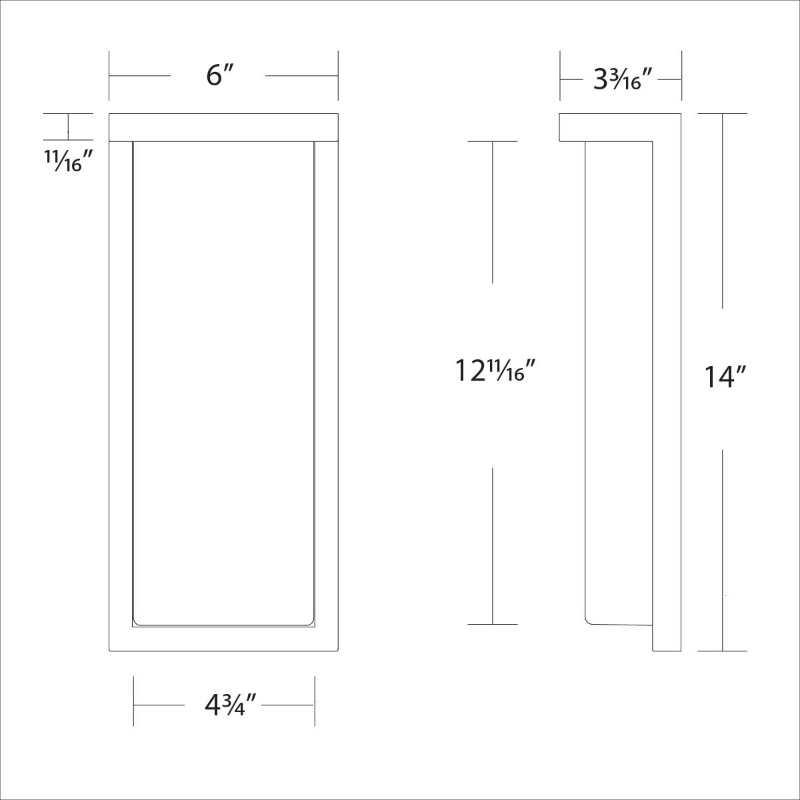 WAC WS-W190114 Vega 1-lt 14" Tall LED Outdoor Wall Sconce, 5CCT
