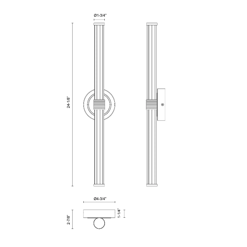 Alora Mood WV509024 Elsie 2-lt 24" Tall LED Vanity Light