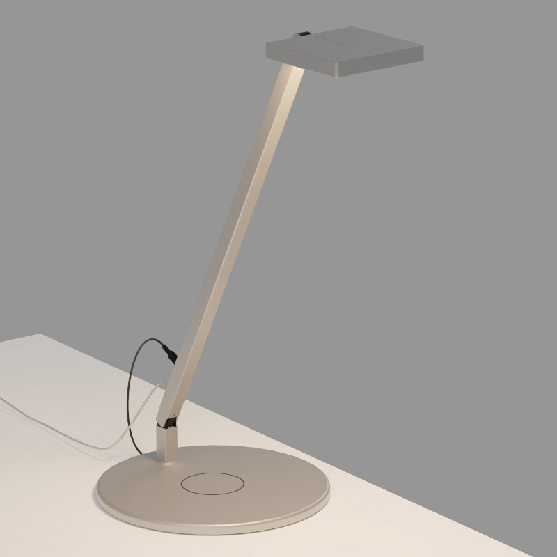 Koncept FCD-1 Focaccia Solo LED Desk Lamp - Silver/Wireless Charging Base