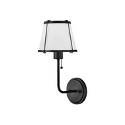 Hinkley 4890 Clarke 1-lt 16" Tall LED Wall Sconce, Linen Shade - Black