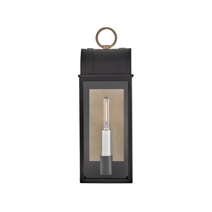 Hinkley 10660 Campbell 1-lt 16" Tall LED Outdoor Wall Mount Lantern - Black with Burnished Bronze accents