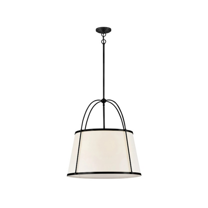 Hinkley 4895 Clarke 4-lt 25" LED Chandelier, Linen Shade - Black