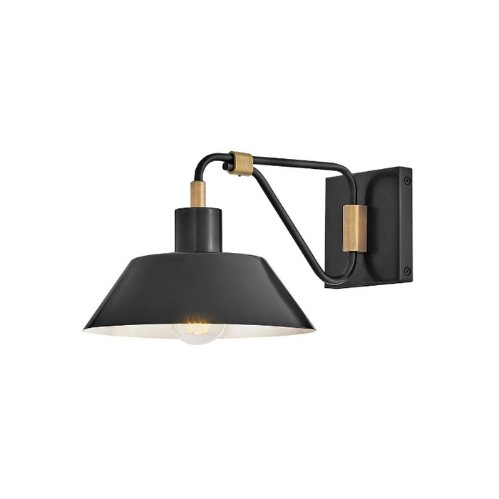 Hinkley 28820 Brewster 1-lt 10" LED Outdoor Wall Mount Barn Light - Black Oxide with Heritage Brass accents