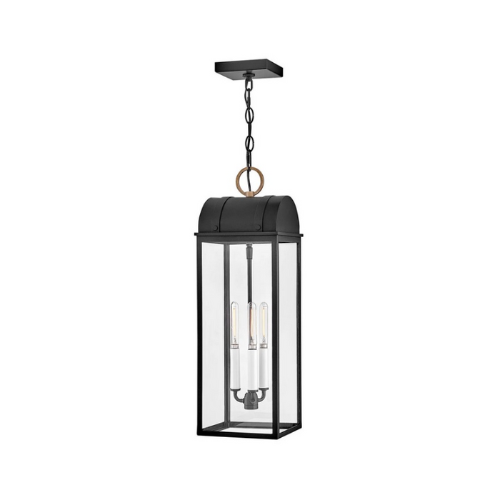 Hinkley 10662 Catalina 3-lt 8" LED Hanging Lantern - Black with Burnished Bronze accents