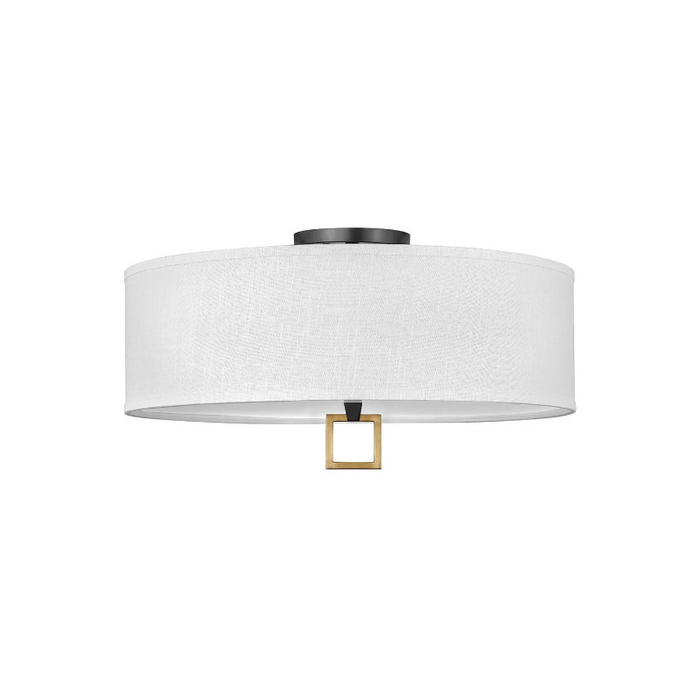 Hinkley 41810 Link Off White 4-lt 24" LED Semi-Flush Mount - Black/Heritage Brass