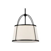 Hinkley 4894 Clarke 1-lt 16" LED Pendant, Linen Shade -  Black