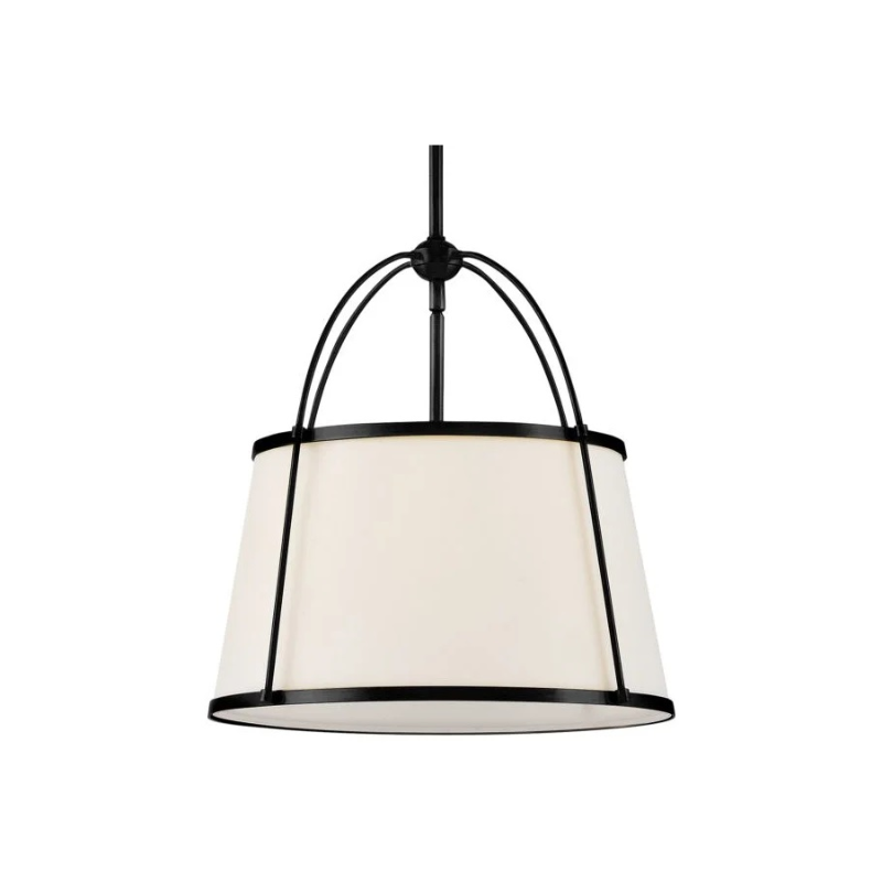 Hinkley 4894 Clarke 1-lt 16" LED Pendant, Linen Shade -  Black