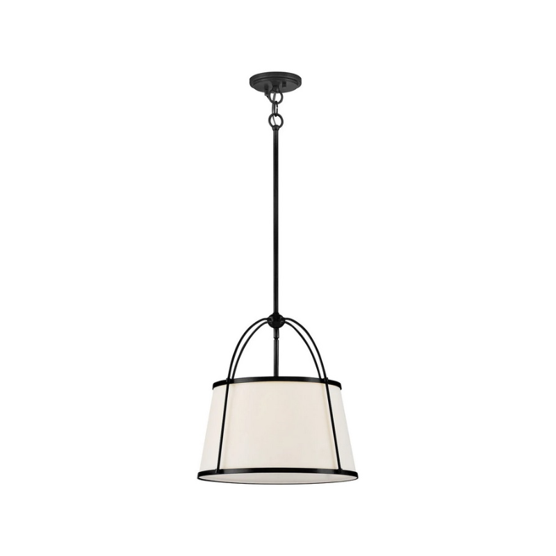 Hinkley 4894 Clarke 1-lt 16" LED Pendant, Linen Shade -  Black