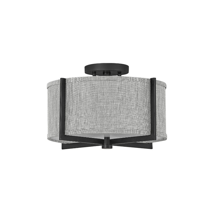 Hinkley 41705 Axis Heathered Gray 2-lt 15" LED Semi-Flush Mount - Black
