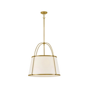 Hinkley 4895 Clarke 4-lt 25" LED Chandelier, Linen Shade -  Lacquered Dark Brass