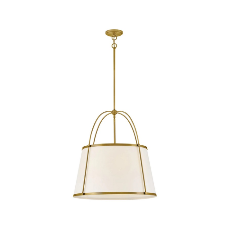Hinkley 4895 Clarke 4-lt 25" LED Chandelier, Linen Shade -  Lacquered Dark Brass