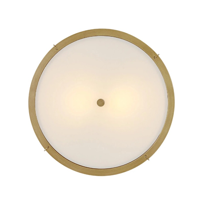Hinkley 4893 Clarke 2-lt 15" LED Semi-Flush Mount, Linen Shade - Lacquered Dark Brass