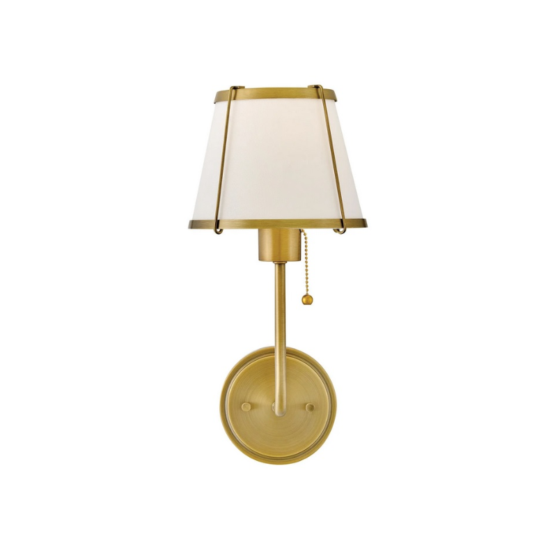 Hinkley 4890 Clarke 1-lt 16" Tall LED Wall Sconce, Linen Shade -  Lacquered Dark Brass
