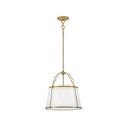 Hinkley 4894 Clarke 1-lt 16" LED Pendant, Linen Shade - Lacquered Dark Brass
