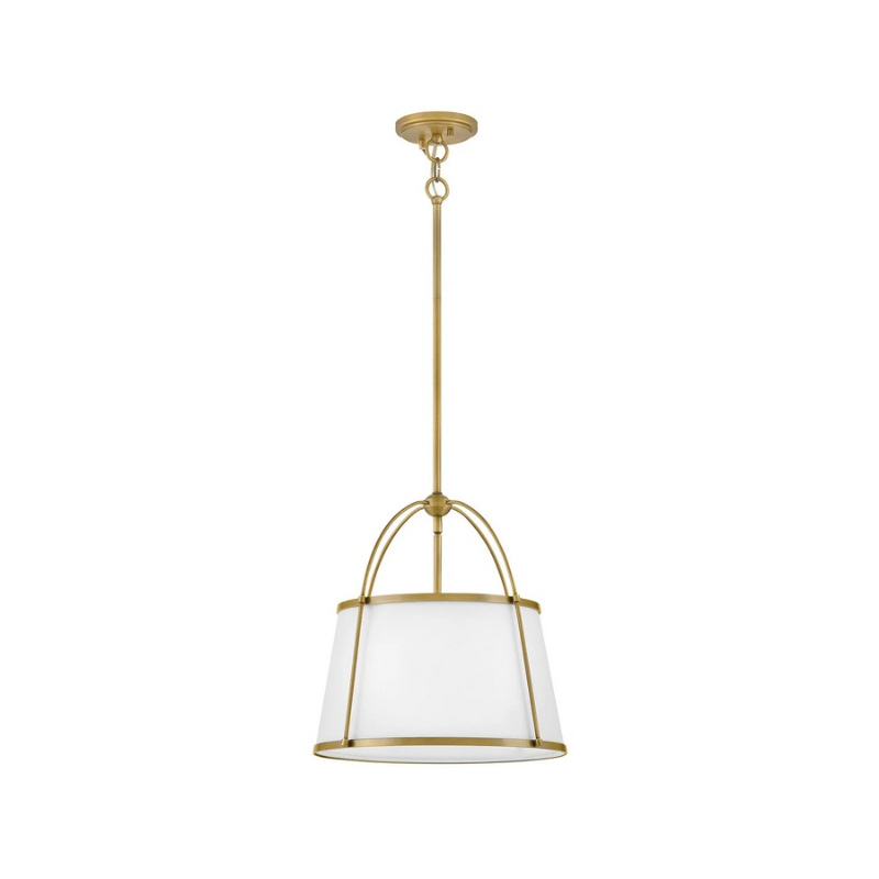 Hinkley 4894 Clarke 1-lt 16" LED Pendant, Linen Shade - Lacquered Dark Brass