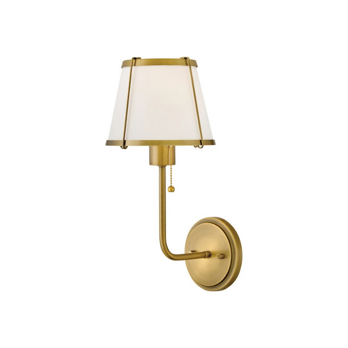 Hinkley 4890 Clarke 1-lt 16" Tall LED Wall Sconce, Linen Shade - Lacquered Dark Brass