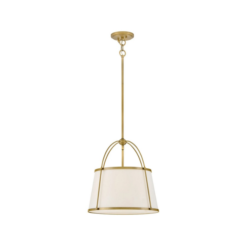 Hinkley 4894 Clarke 1-lt 16" LED Pendant, Linen Shade - Lacquered Dark Brass