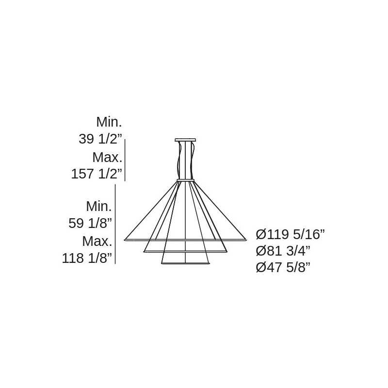 Bover Circular S/3L 3-lt 119" LED Pendant, Inward Light