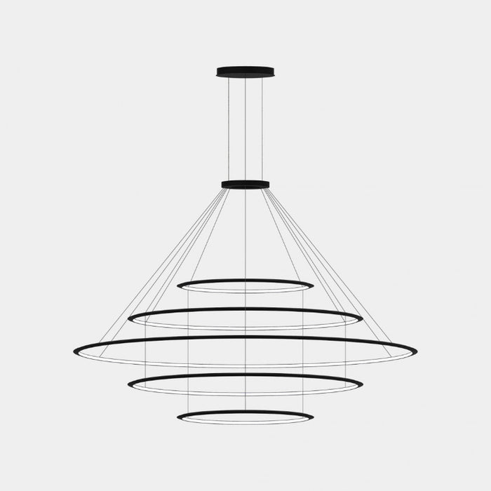 Bover Circular S/5L 5-lt 82" LED Pendant, Inward Light-Black