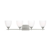 Visual Comfort DJV1024 Toffino 4-lt 36" Vanity Light - Brushed Steel Milk Glass