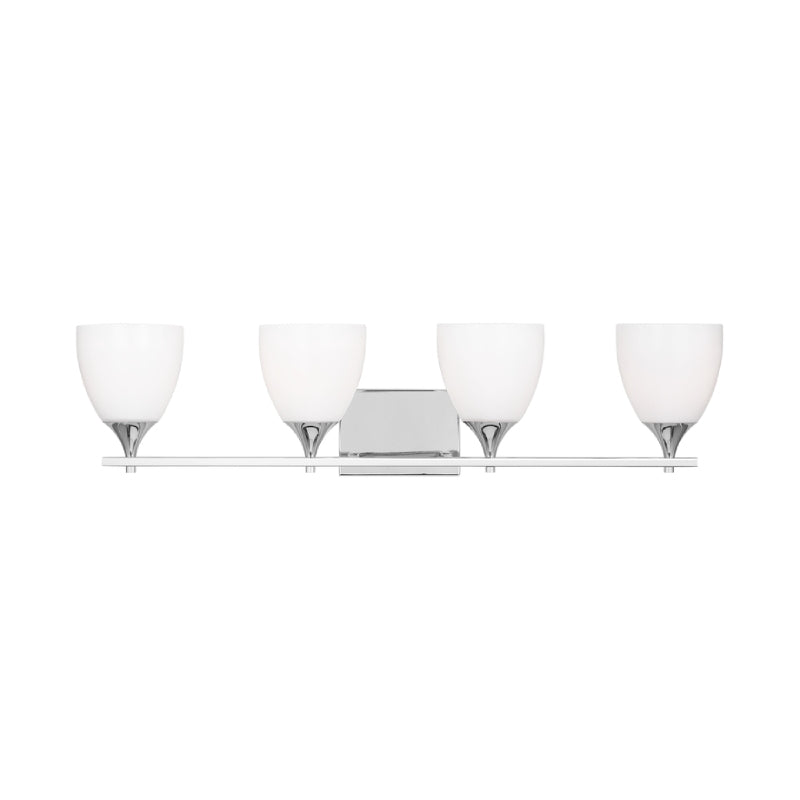 Visual Comfort DJV1024 Toffino 4-lt 36" Vanity Light - Chrome Milk Glass