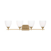 Visual Comfort DJV1024 Toffino 4-lt 36" Vanity Light - Satin Brass Milk Glass