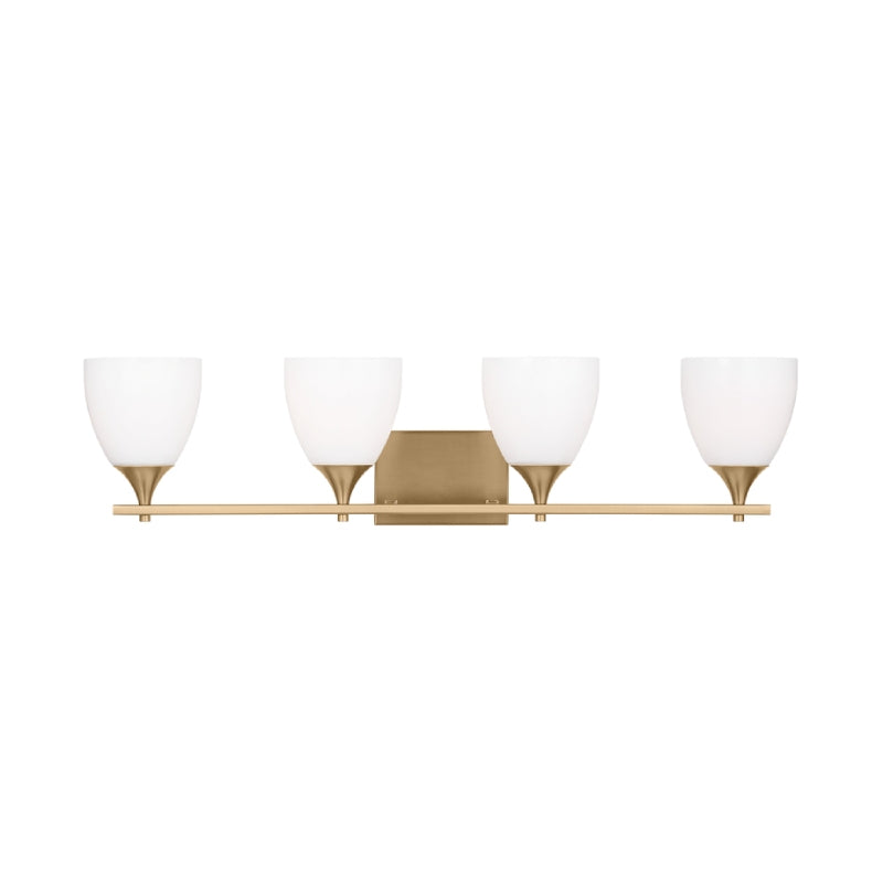 Visual Comfort DJV1024 Toffino 4-lt 36" Vanity Light - Satin Brass Milk Glass