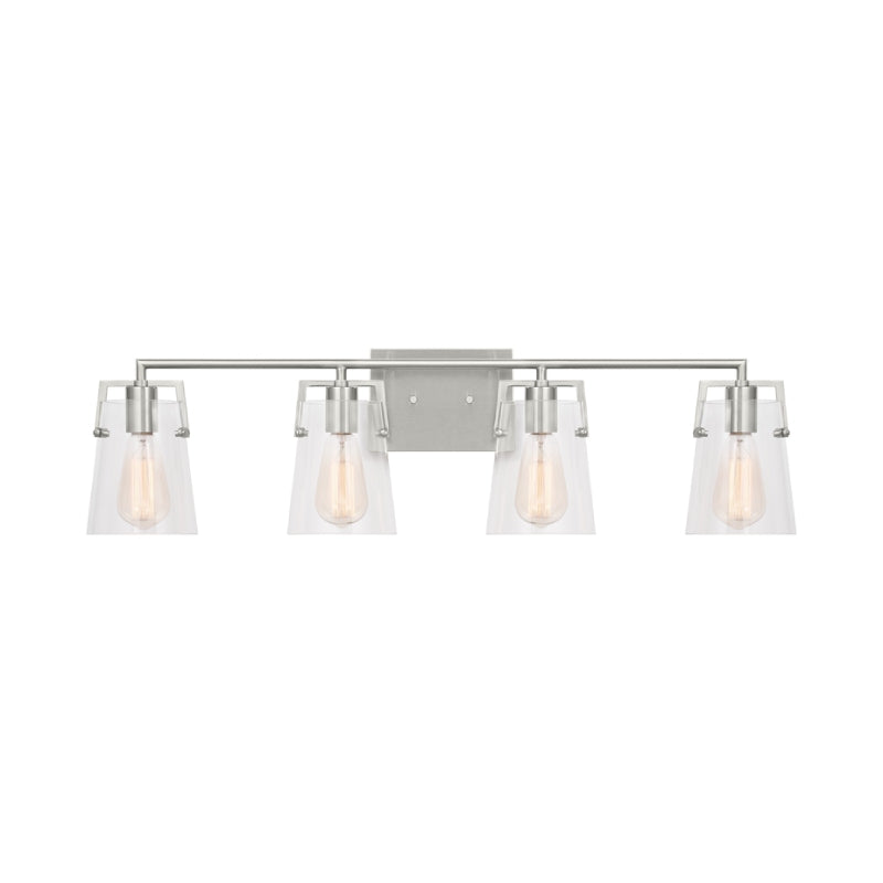 Visual Comfort DJV1034 Crofton 4-lt 33" Vanity Light - Brushed Steel Clear Glass