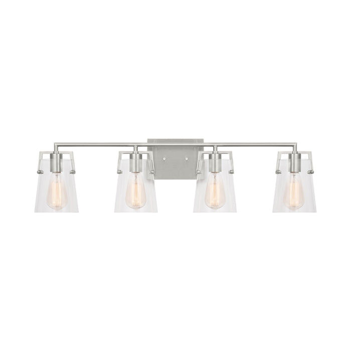 Visual Comfort DJV1034 Crofton 4-lt 33" Vanity Light - Brushed Steel Clear Glass