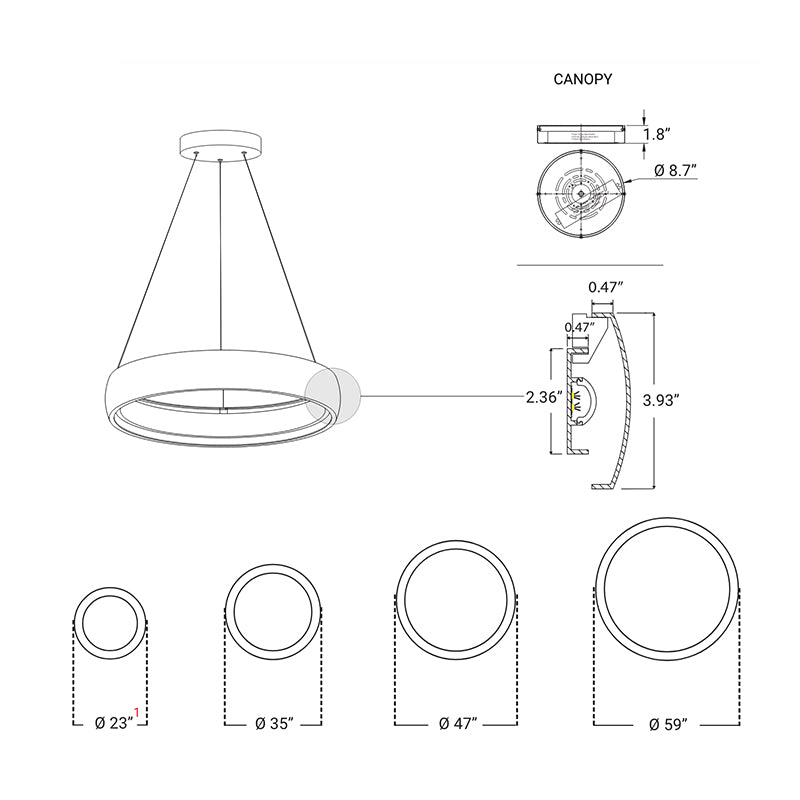 Elite ELGA-LED Architectural LED Round Pendant