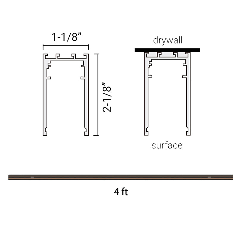 Elite FG-CM-4 Surface/Ceiling Mount 4-ft Track