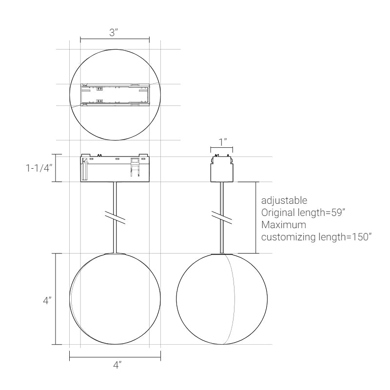 Elite FG-P5-1 Groove 48V 4" Pendant Globe