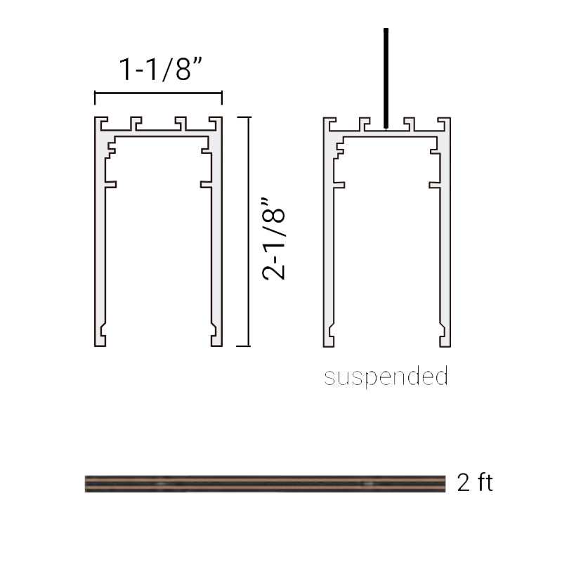 Elite FG-SM-UP-2 Suspended Mount with Uplight 2-ft Track