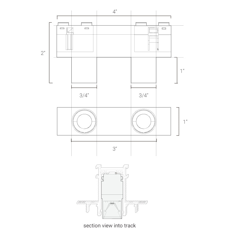 Elite FG-T1-2 Groove 48V 2 Head Recessed Track Light