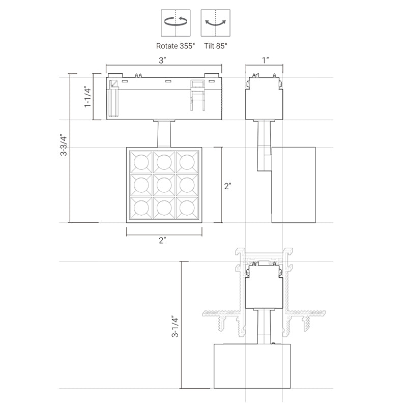 Elite FG-T7-1 Groove 48V 2" Square Track Light