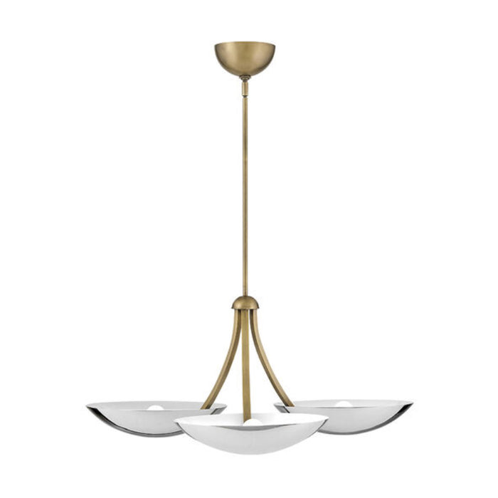 Fredrick Ramond FR41646 Glenn 3-lt 36" LED Chandelier - Heritage Brass with Chrome accents