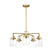 Visual Comfort GLC1175 Anders 5-lt 24" Chandelier with Clear Glass - Satin Brass