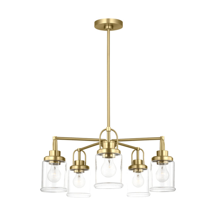 Visual Comfort GLC1175 Anders 5-lt 24" Chandelier with Clear Glass - Satin Brass