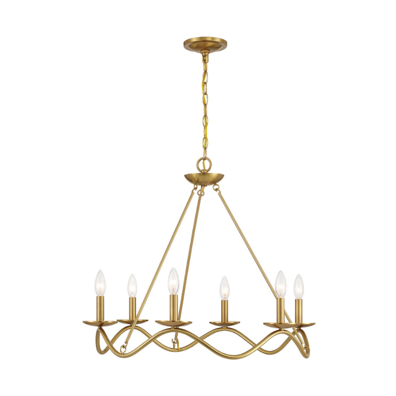 Savoy House M100137 6-lt 28" LED Chandelier - Natural Brass