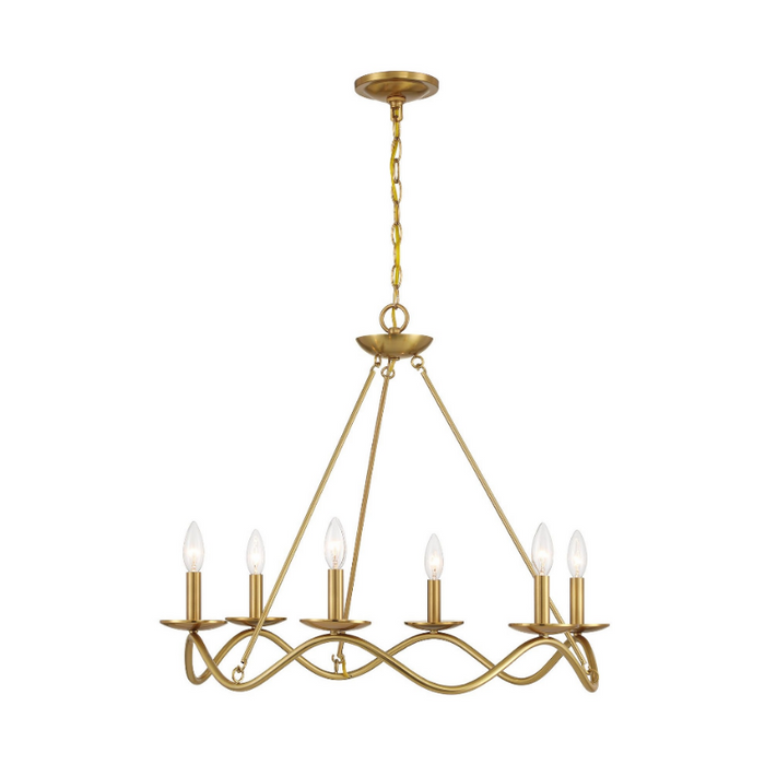 Savoy House M100137 6-lt 28" LED Chandelier - Natural Brass